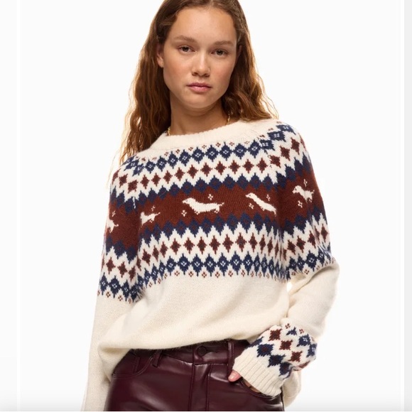 Rachel Antanoff Intarsia Knit Alpaca Wool Hot Dog Fair Isle Sweater NWOT - Picture 10 of 11